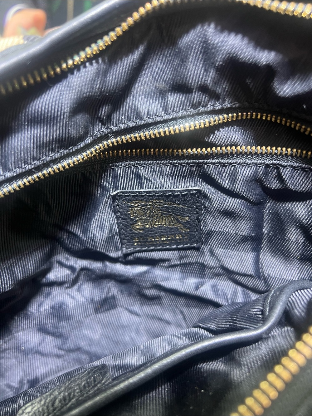 Burberry Beige Check Shoulder Bag with Black Leather Trim and Red Accent - Picture 5 of 15